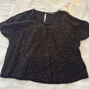 Madewell Black Blouse with Bronze Dots